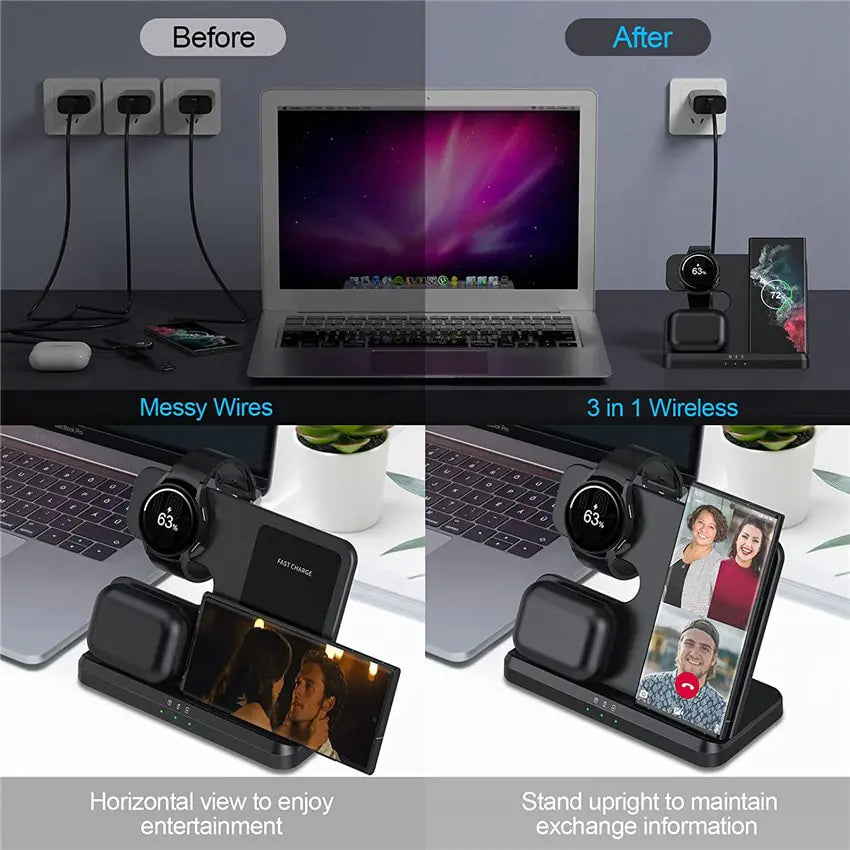 3-delige Samsung oplader | de 3-in-1 must-have oplader in de kleuren zwart en wit