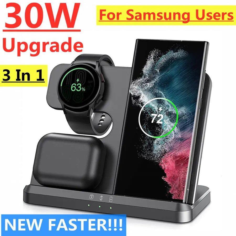 3-delige Samsung oplader | de 3-in-1 must-have oplader in de kleuren zwart en wit