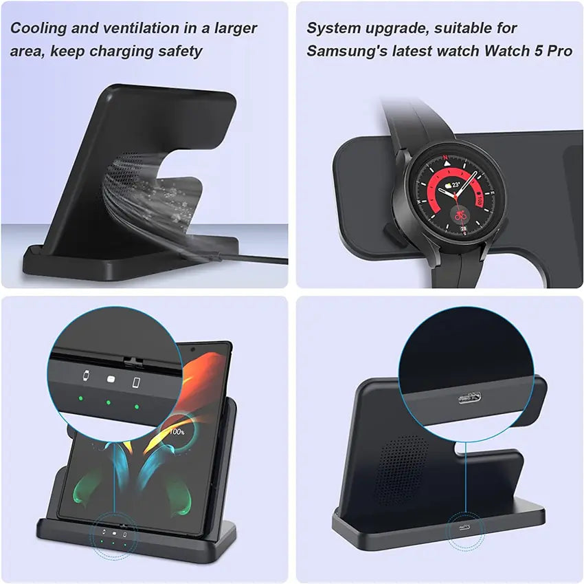 3-delige Samsung oplader | de 3-in-1 must-have oplader in de kleuren zwart en wit